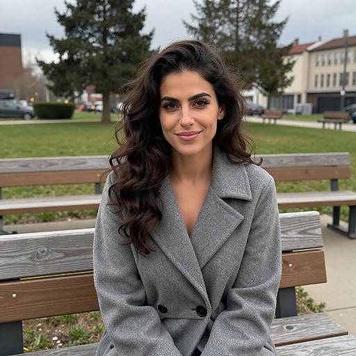 Urban Scene: Smiling Woman on Bench