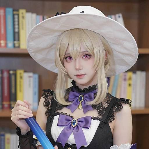 Anime-Style Cosplayer with Elegant Outfit