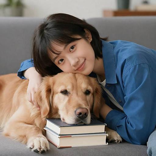Intimate Moment: Woman and Golden Retriever