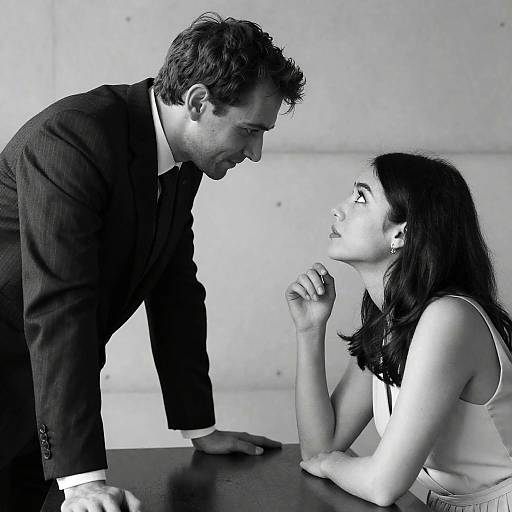 Intense Connection: A Black and White Moment