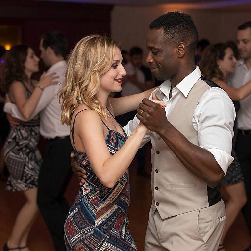 Couple Dancing in a Crowded Room