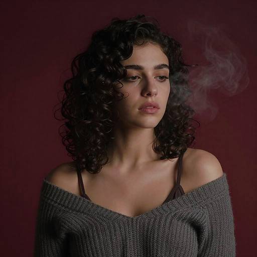 Elegant Portrait of a Curly-Haired Beauty
