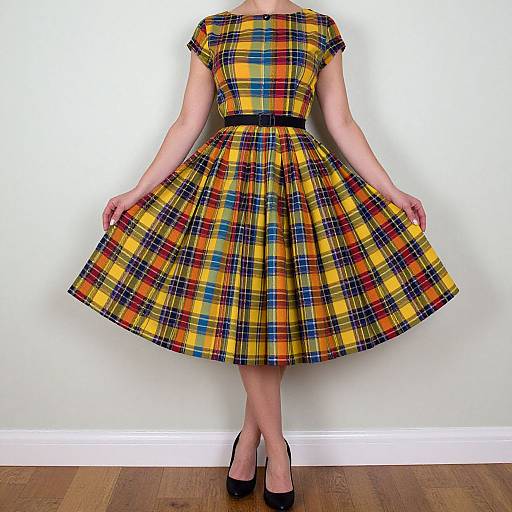 1950s Vintage Woman in Plaid Dress
