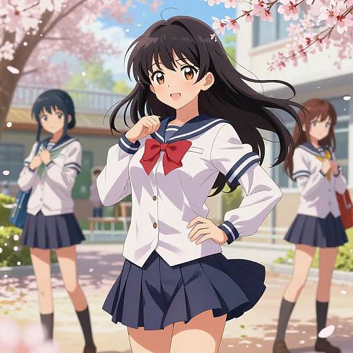 Vibrant Anime School Girls Scene