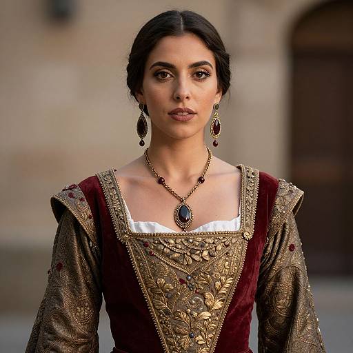 Medieval Spanish Woman in Fancy Dress