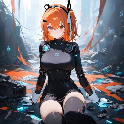 Futuristic Cowboy Shot of Cybernetic Girl