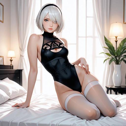 Elegant 2B Nier Automata Pose on Bed