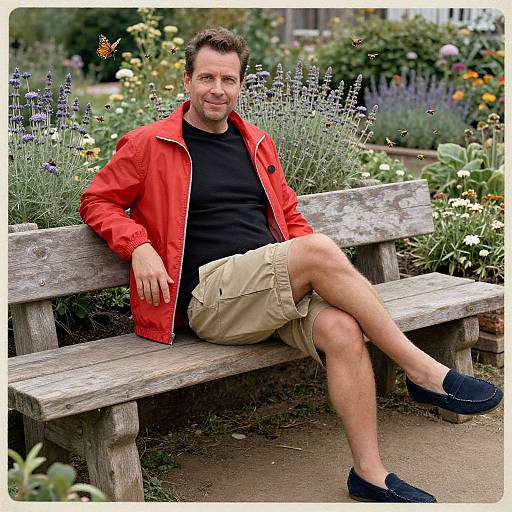 Man in Herb Garden Vintage Style