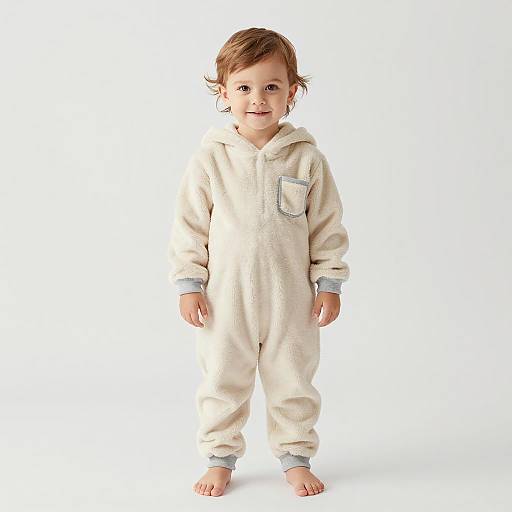 Toddler in Beige Fleece Pajamas
