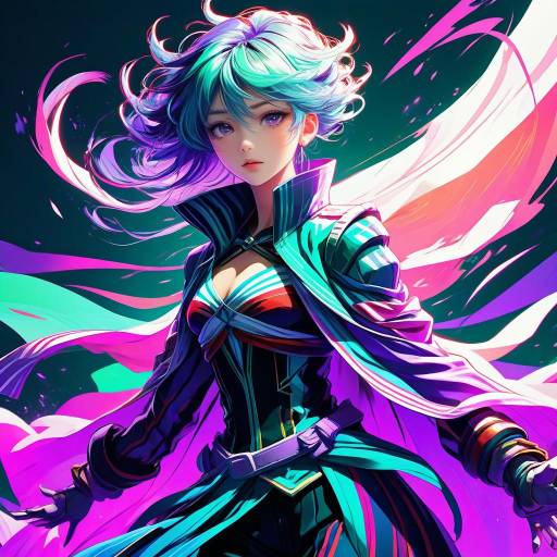 Dynamic Anime Rebel in Energetic Background