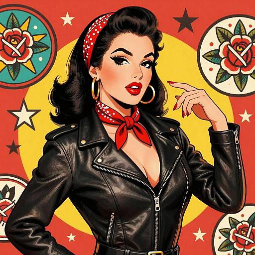 American Traditional Pinup with Tattoos