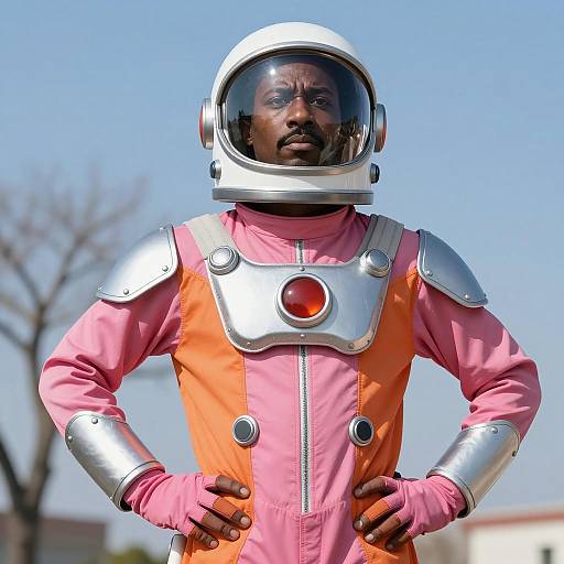 Man in Futuristic Astronaut Suit