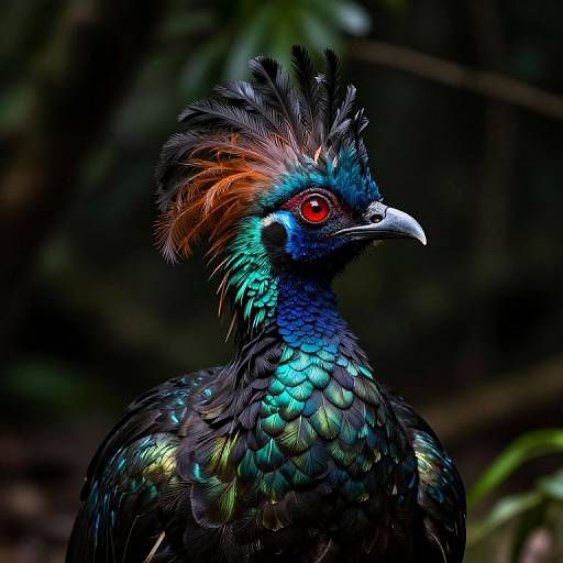 Vibrant Prehistoric Bird with Crest