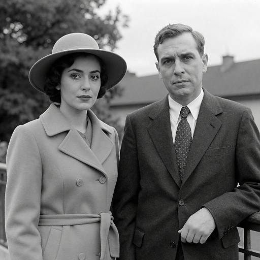 Elegant Black-and-White Portrait of Couple