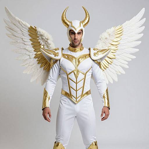 Man in White and Gold Lucifer Costume