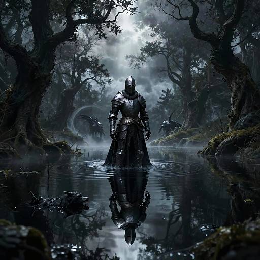 Cursed Knight in Enchanted Black Lake