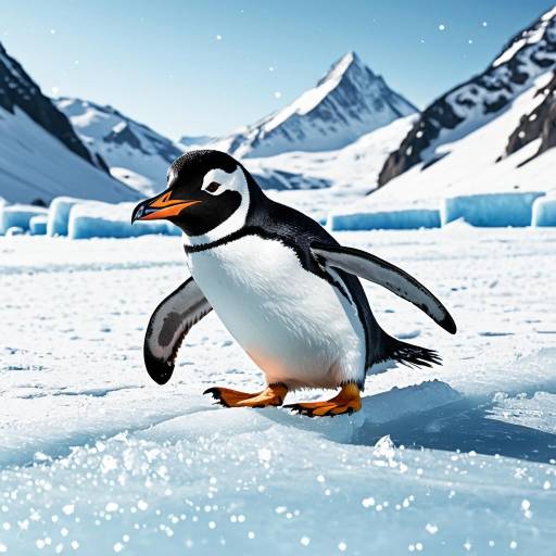 Joyful Penguin Sliding on Ice Sticker Art
