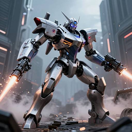 Sleek Battle-Scarred Mech Robot