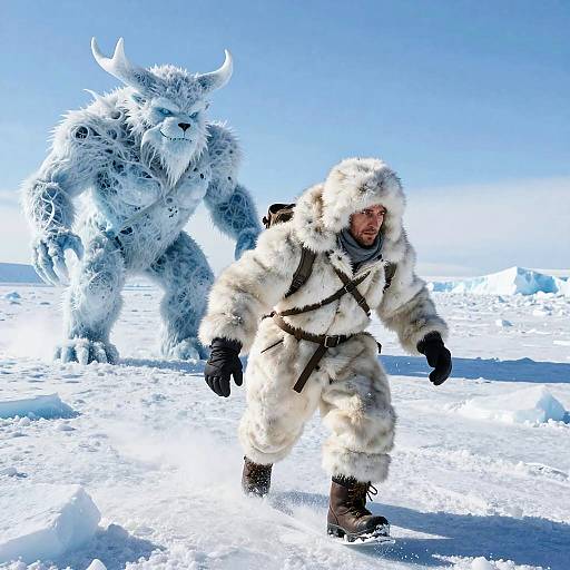 Glacier Hunter vs Frost Golem Action