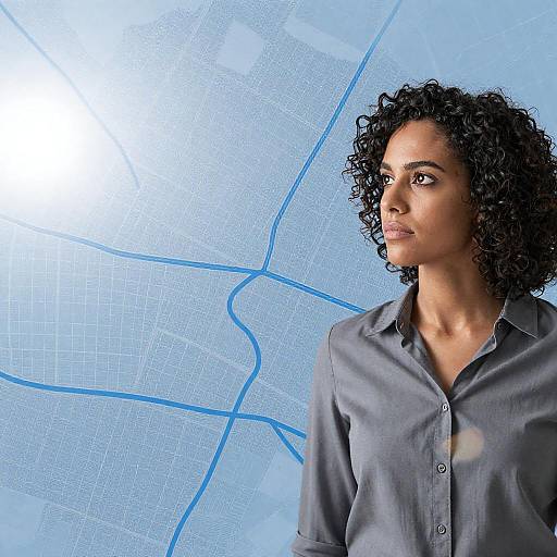 Intense Gaze Over City Map