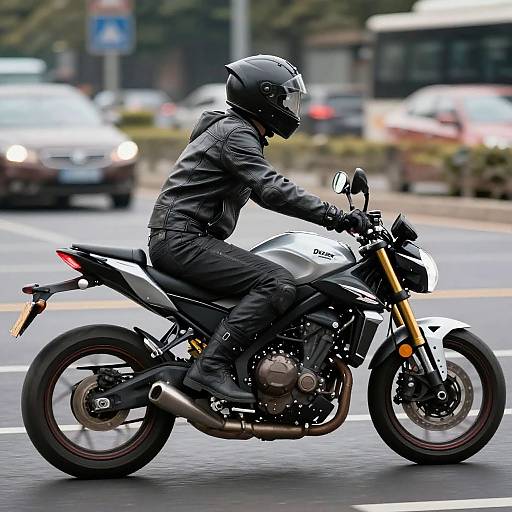 Photorealistic Motorcyclist in Leather Gear