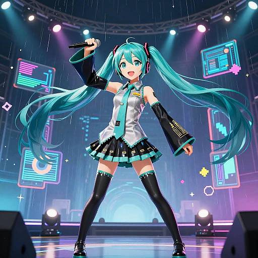 Futuristic Hatsune Miku Concert Wallpaper