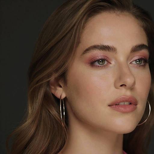 Close-up Portrait of Woman with Pink Eyeshadow