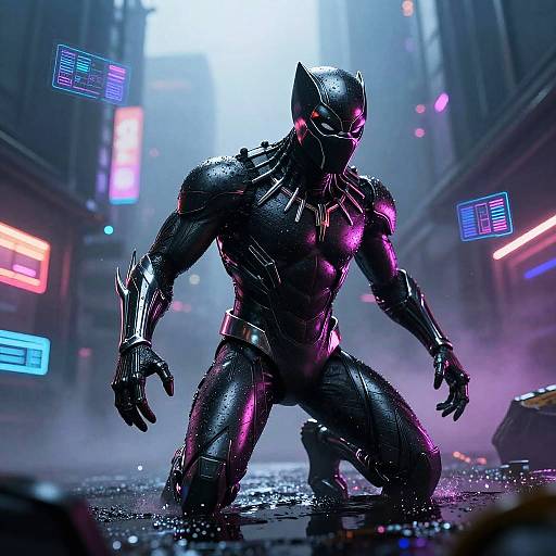 Neon Noir Nano-Panther in Urban Fog