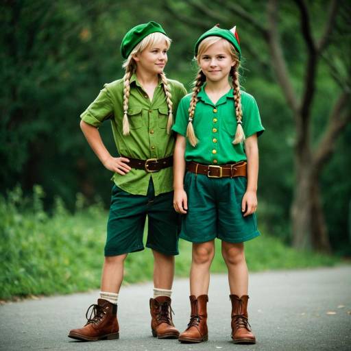 Two Girls in Green Costumes Outdoors