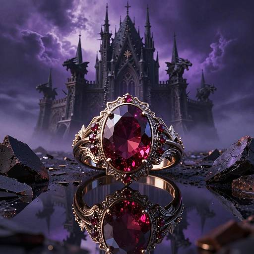 Garnet Ring and Gothic Fortress Fantasy