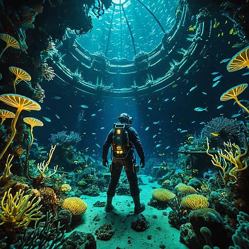 Diver Exploring Biomechanical Underwater Repository