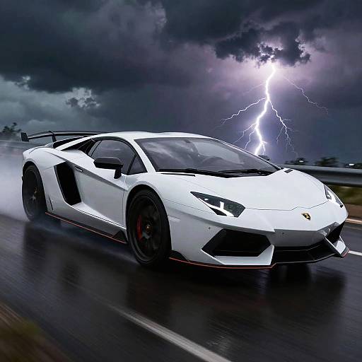 Lamborghini Soaring Through Stormy Skies