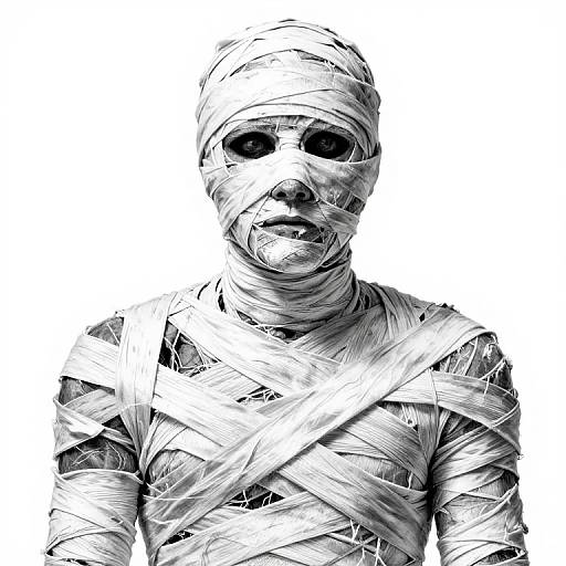 Hyper-Realistic Black-and-White Mummy