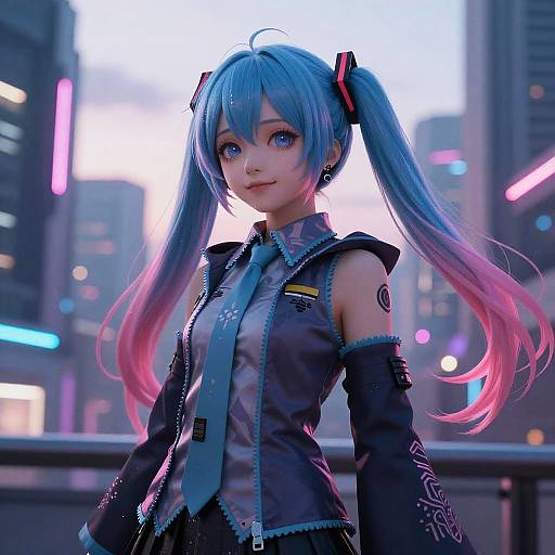 Cyberpunk Anime Girl at Dusk