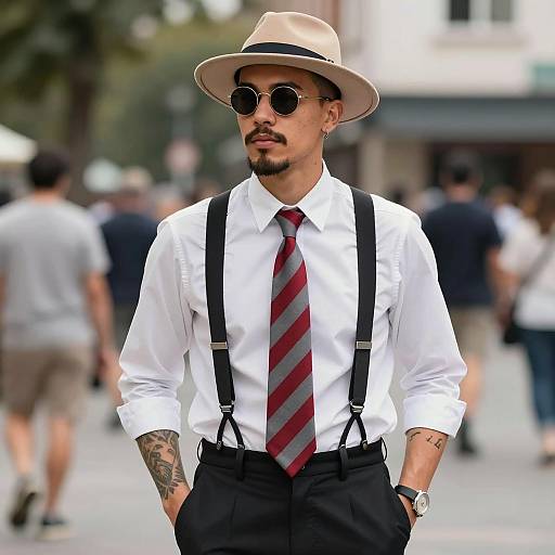 Young Man in Vintage Style Outfit