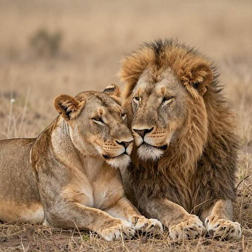 Affectionate Lions in Sunlit Serenity
