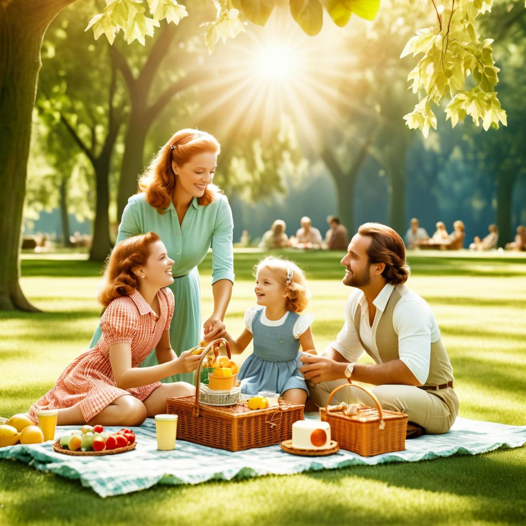 Vintage Family Picnic in Cinematic Style