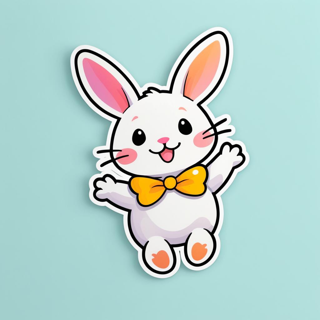 Vibrant Joyful Rabbit Sticker Design