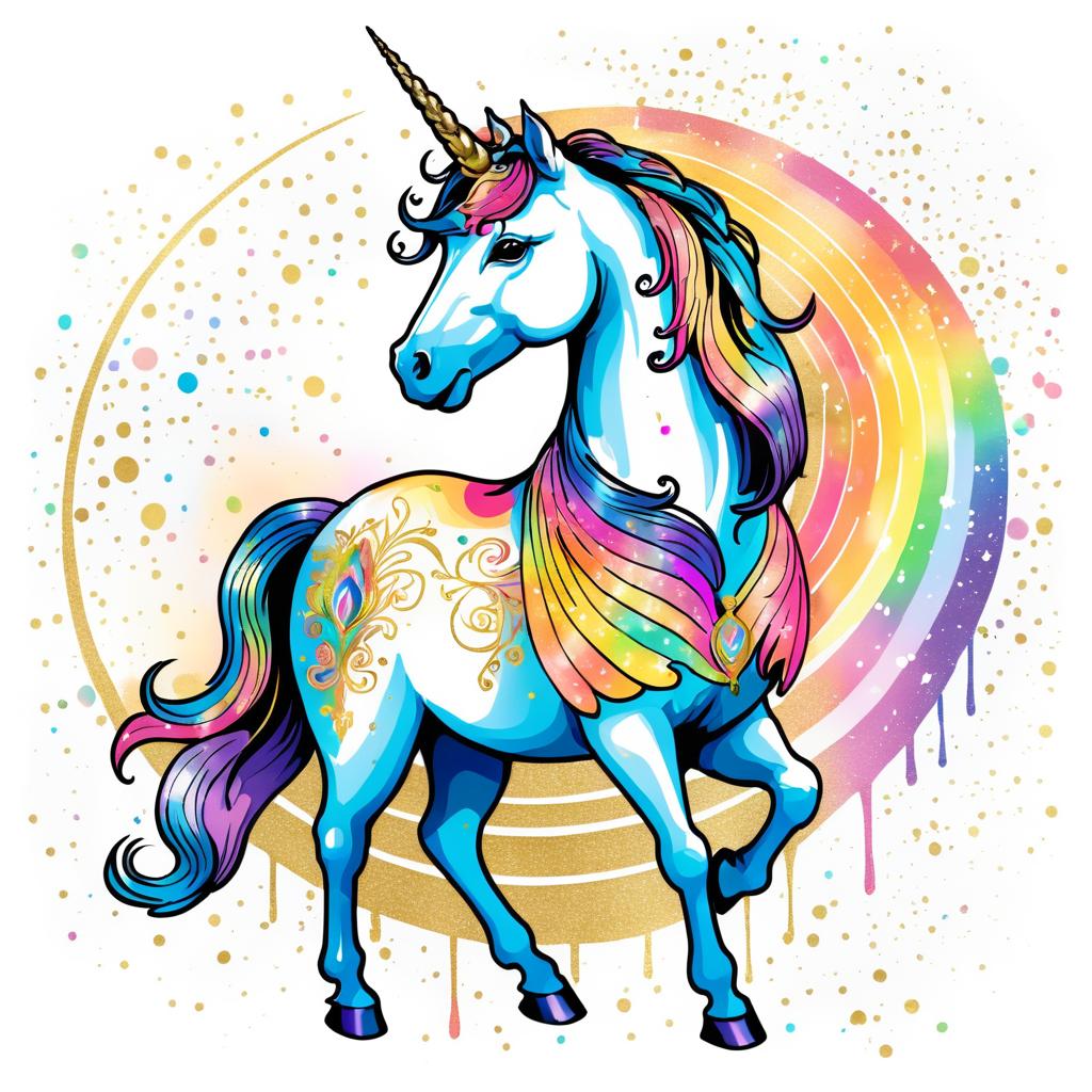 Whimsical Vintage Unicorn Clipart Design