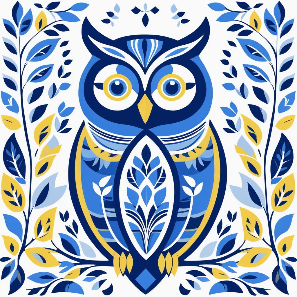 Owl Illustration in Matisse Style