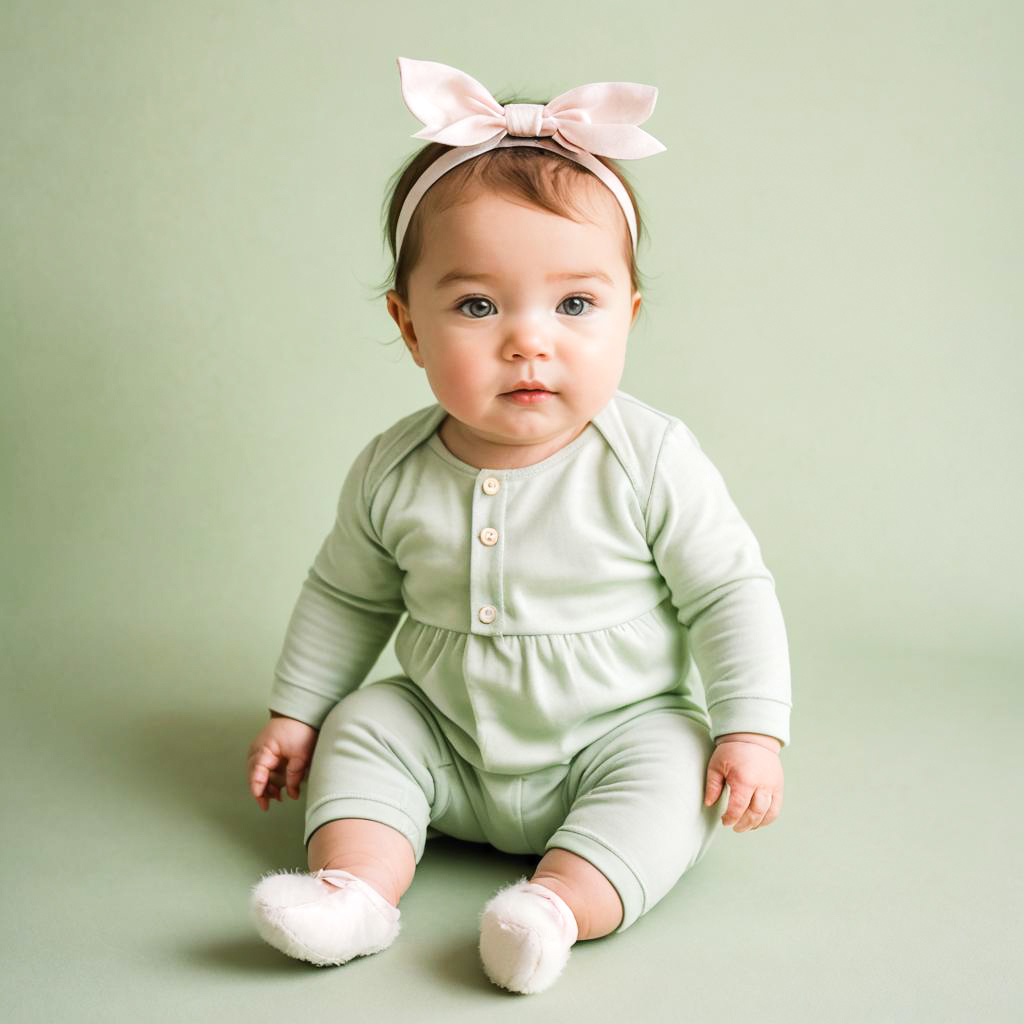 Charming Baby Girl in Pastel Spring Attire