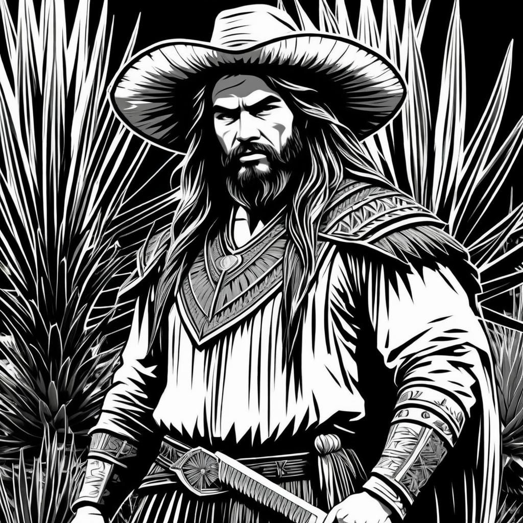 Ancient Ranger in Woodcut Style Artwork