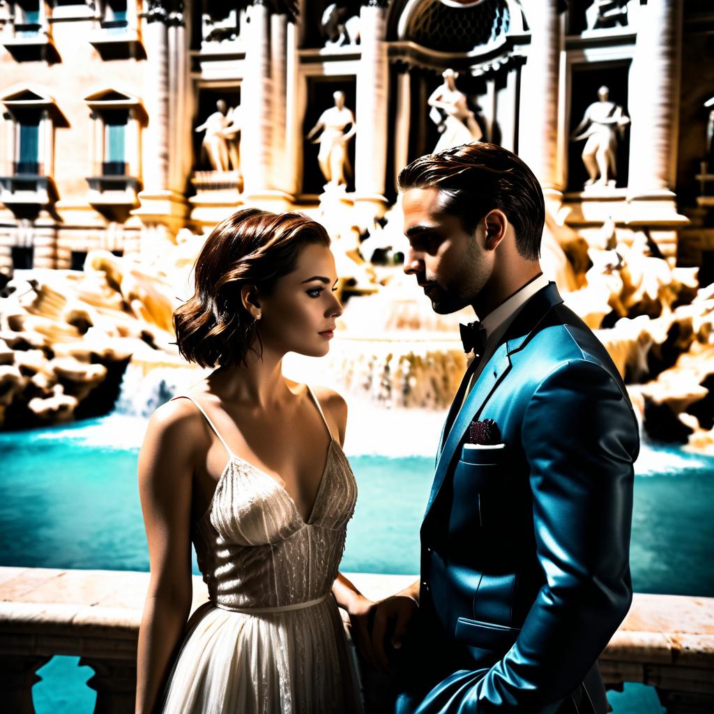 Romantic Couple by Trevi Fountain