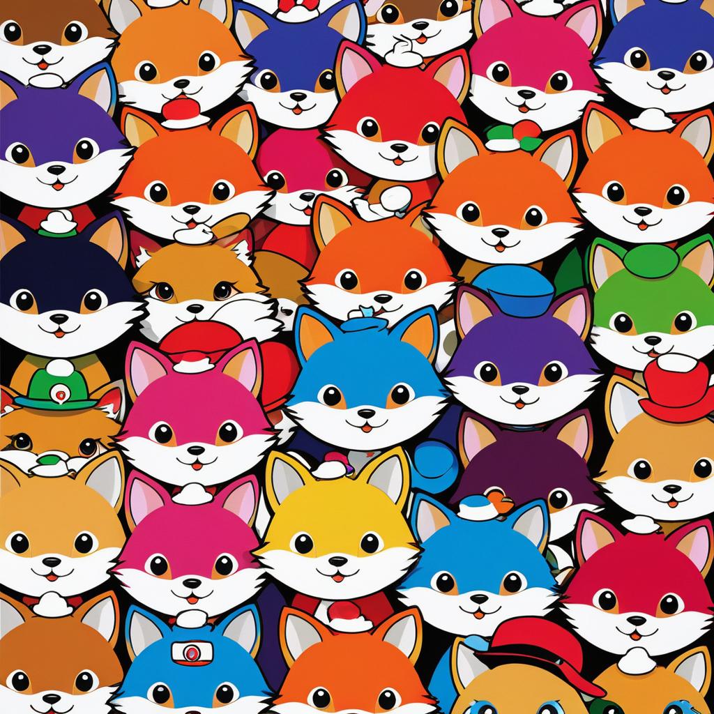 Anime-Style Poster of Playful Foxes