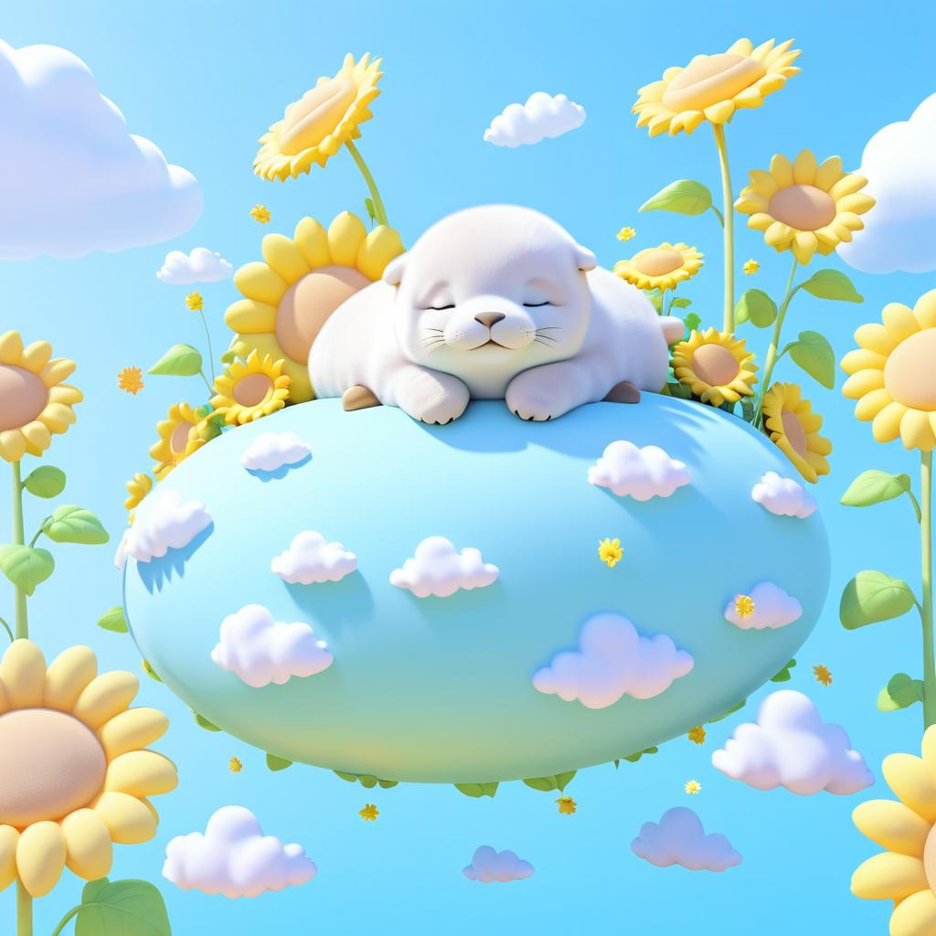 Dreamy Baby Seal on a Cloud