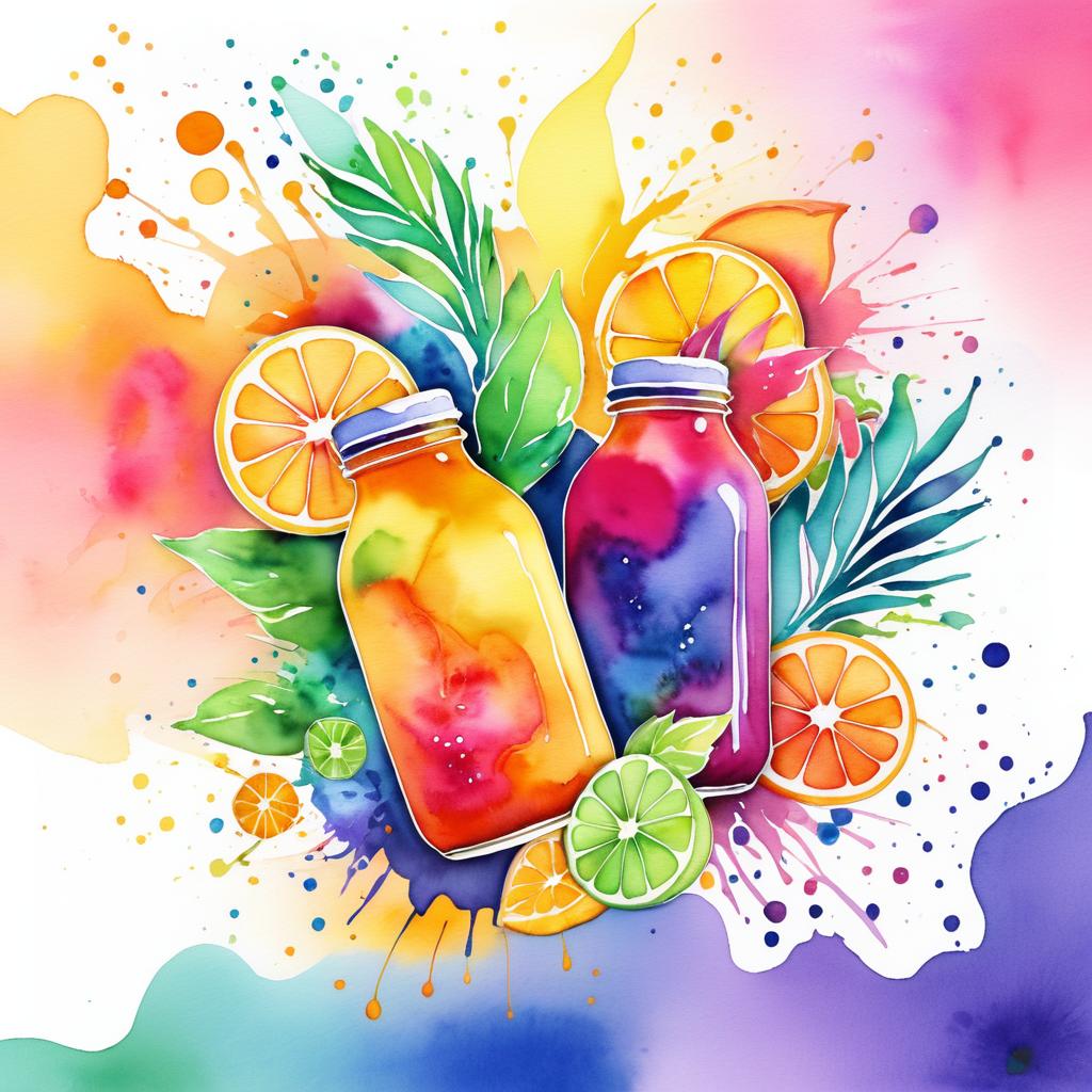 Whimsical Watercolor Kombucha Art