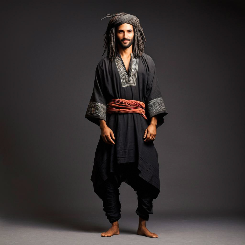 Amused Tuareg Artisan in Studio Setting