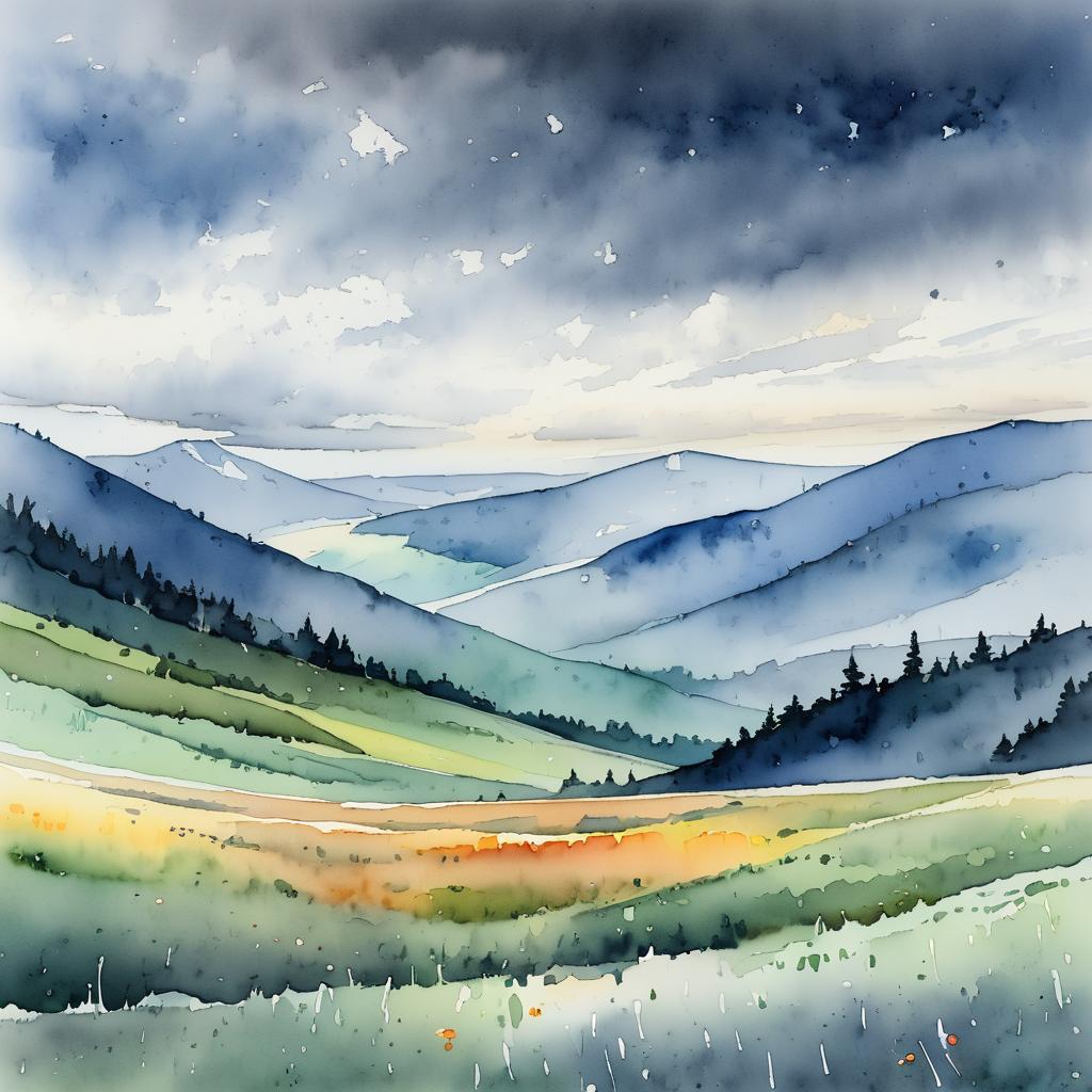 Serene Alpine Landscapes in Watercolor