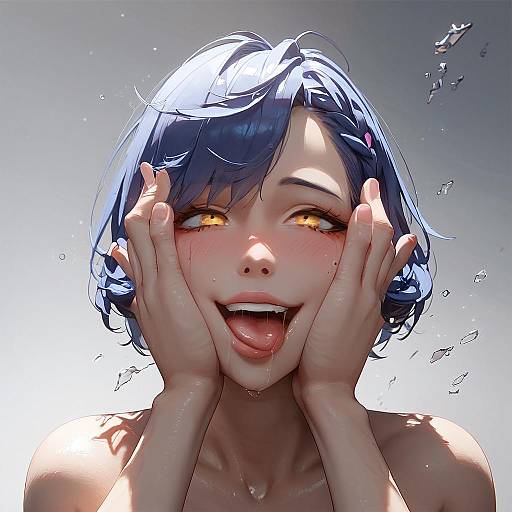 Glowing Anime Girl in Shattered Glass