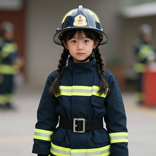Realistic Firefighter Girl Costume Portrait